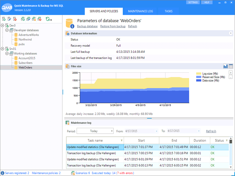 Windows 8 Quick Maintenance and Backup for MS SQL full