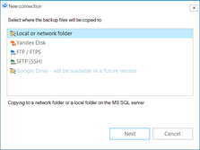 Choosing the type of a new connection