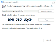 Confirming access to Google Drive